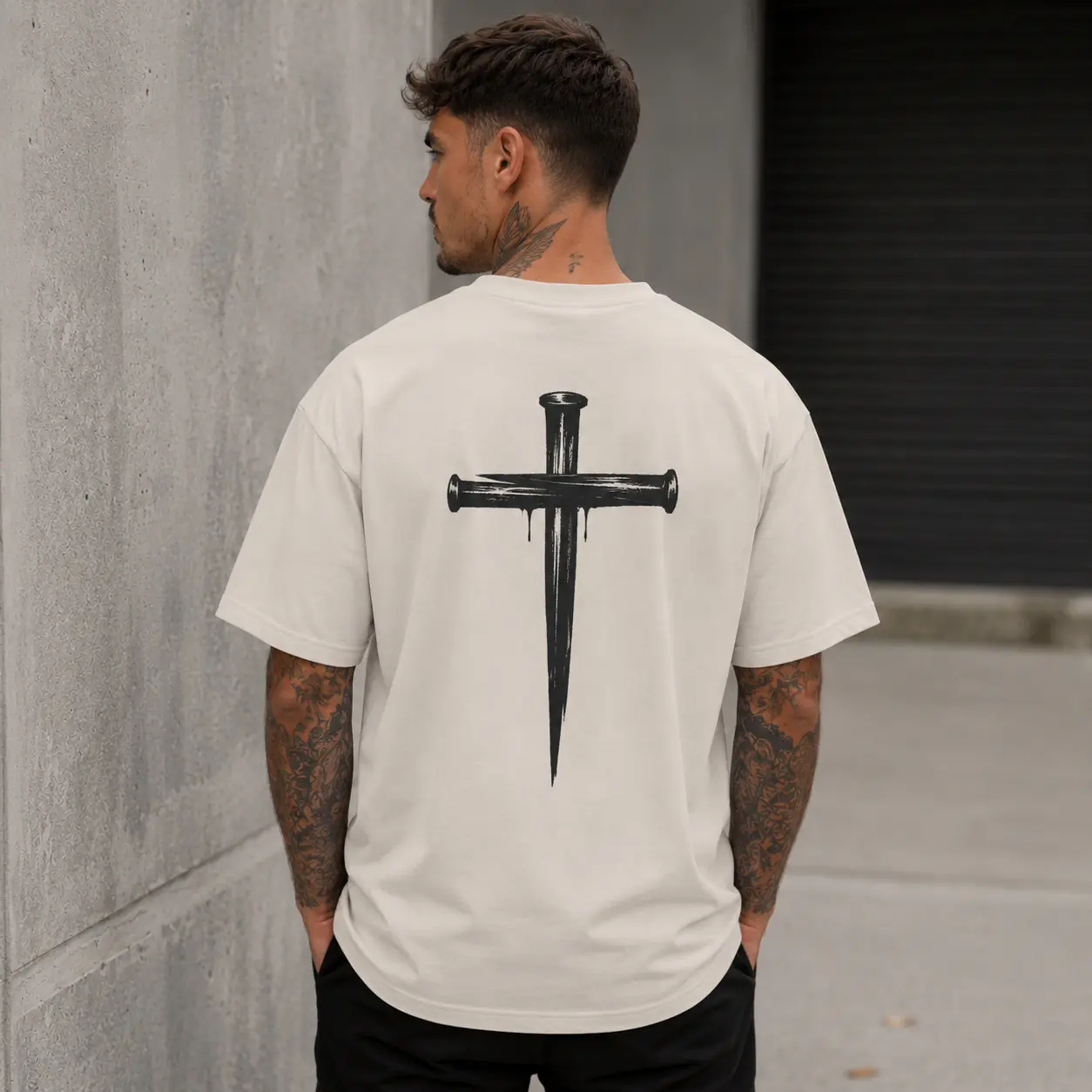 Front And Back Cross Print Heavyweight Christian T-Shirt | Premium 100% Cotton Graphic Tee with Large Back Print | Unisex Relaxed Fit 6.5 oz, Shirts for the children of God