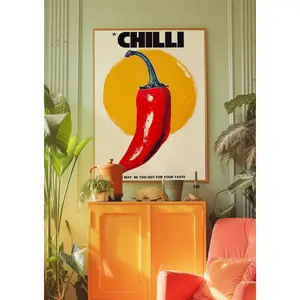 Chilli Pepper Poster 70s Retro Kitchen Wall Art1 - (Unframe)