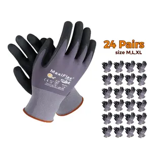 MaxiFlex Breathable Grip Gloves – 12 Pack, Comfortable and Secure Fit for Construction and Maintenance