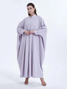 Women's Plain Textured Batwing Sleeve Kaftan Dress, Elegant Long Sleeve Stand Collar Dress for Party Holiday Wedding Guest, Ladies Clothes for All Seasons
