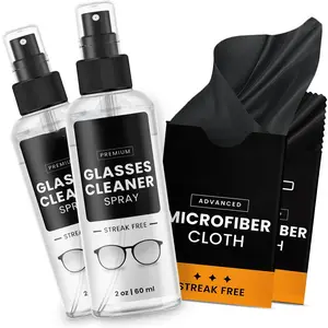 Glasses Cleaner Spray - Eyeglass Cleaner (No Streaks)| x2 Eye Glass Cleaners Spray + x2 Lens Cleaner Microfiber Cleaning Cloth, Glasses Cleaning Kit Eye Glasses Cleaner Spray & Cloth - 4oz(2ozx2)