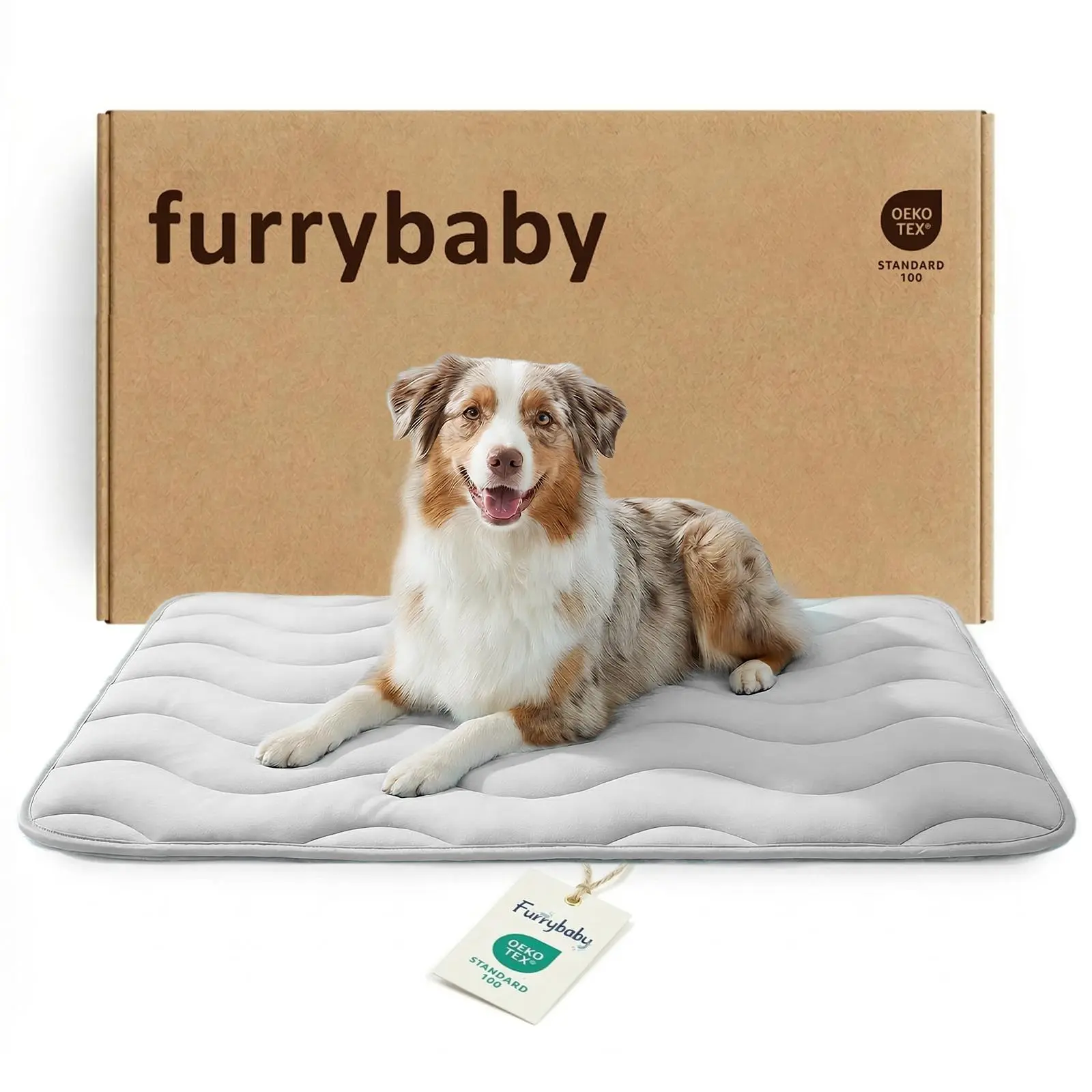 furrybaby Nylon Dog Cooling Mat - 30"x20" Q-Max 0.5, Flat Layer, Cushioned Cotton, Breathable Fabric Lets Heat Escape, Light Rebound Foam Thick Fiber, Machinewash Simple, Folds for Travel, Durable Portable Large Pet Summer Accessory (Indoor/Outdoor) Blue