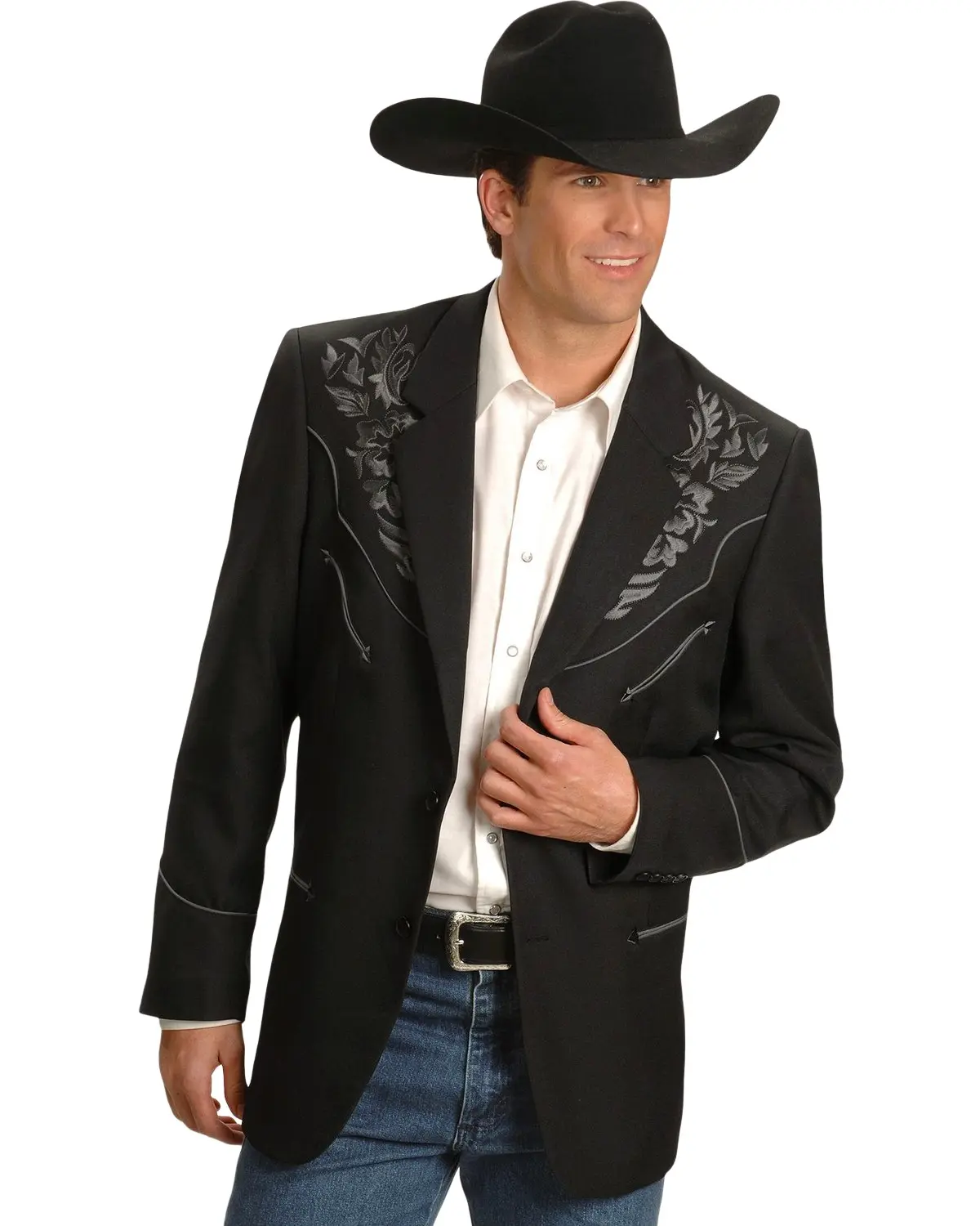 Scully Men's Men'S Floral Embroidery Western Jacket - P-733 Chrcl