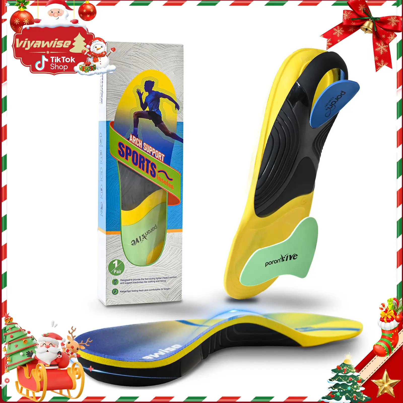 Viyawise Women's Shockproof Orthopedic Insoles - Gel Inserts for Standing Wear, High Arch Support Shoe Accessories for Flat Feet & Plantar Fascia Relief, Accessories for Women