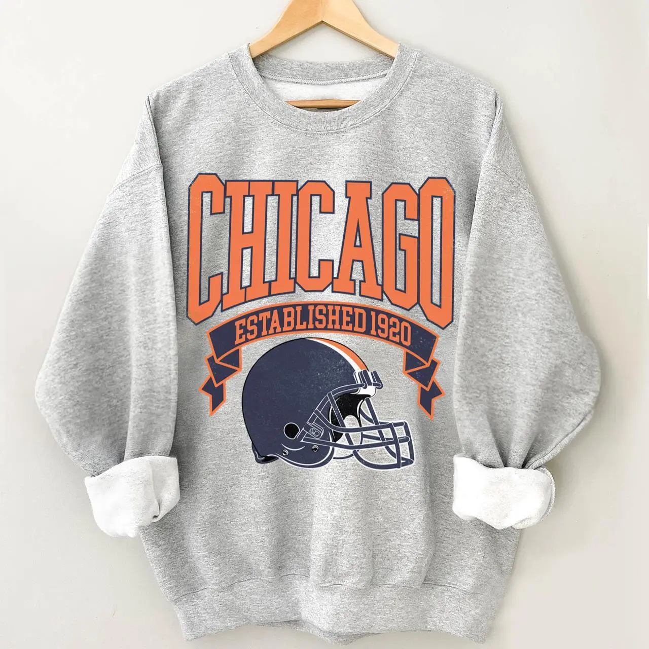 Vintage Style Chicago Football Sweatshirt, Sunday Game Day Sweatshirt, Unisex Gifts For Football Fan