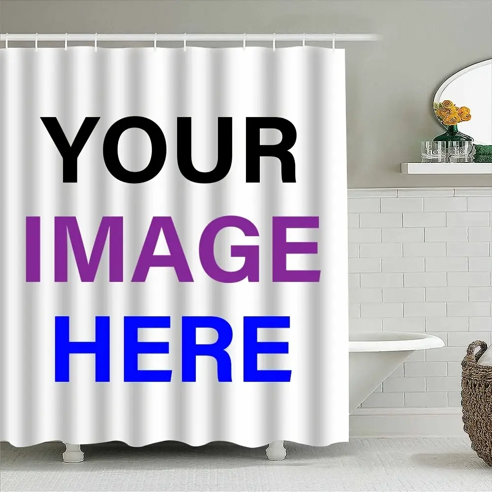 Free Customizable Personalized Shower Curtains with Photos, Customizable Family and Friends Logos with Text, and Customizable Printed Shower Curtains for Bathing in The Tub. Shower Curtains with Hooks Included, Suitable for All Seasons.