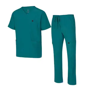 Natural Uniforms Men’s Cargo Scrub Set – Stretch Multi-Pocket Medical Uniform, V-Neck Top & Utility Pants for Nurses & Doctors