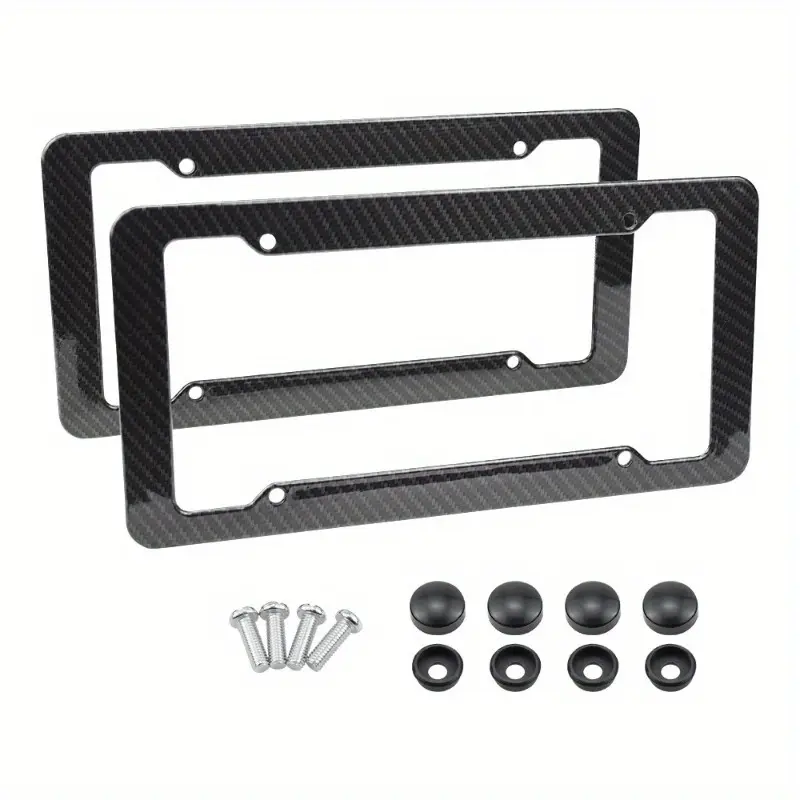 High Quality Carbon Fiber Texture Universal US/Canada Standard Size License Plate Frame - Auto Parts