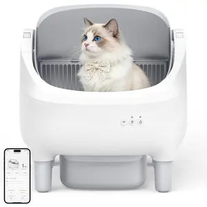 Automatic Self-Cleaning Cat Litter Box, 95L Large Capacity for Multiple Cats, App Control & Safety Protection, Includes 2 Roll Garbage Bags,Grey#Summervibes#petlovers
