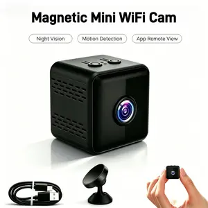 Mini 2.4GHz WiFi Smart Security Camera with Magnetic Mount, USB Rechargeable, Night Vision, Motion Detection, App Remote Viewing, SD/Cloud Storage, Compact Surveillance Cam for Baby, Pet, Car, Home & Office