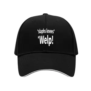 "Slaphs Knees Welp!" Funny Meme Quote Baseball Cap Adjustable Structured Hat for Casual Wear Social Gatherings and Viral Internet Humor Enthusiasts