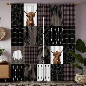 2-Piece Original Plaid Print Curtains, Fashionable Rod Pocket Window Drapes for Bedroom & Living Room, Comfortable Atmosphere, Easy Installation