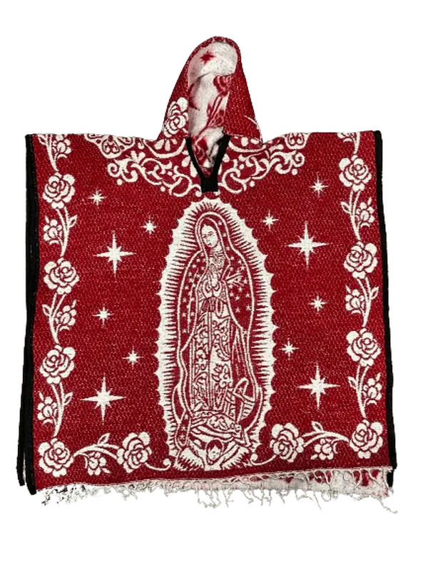 Unisex Virgen de Guadalupe / Virgin Mary Poncho/Gaban with Hoodie / Gorro
