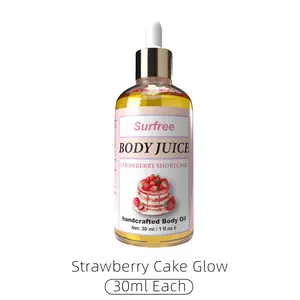 Surfree Strawberry Shortcake Body Juice Oil - Viral Hand Crafted Moisturizing Glow Oil for Dry Skin | Deep Hydrating Strawberry Pound Cake Fragrance Oil | Smooth & Silky Skin Treatment 30ml
