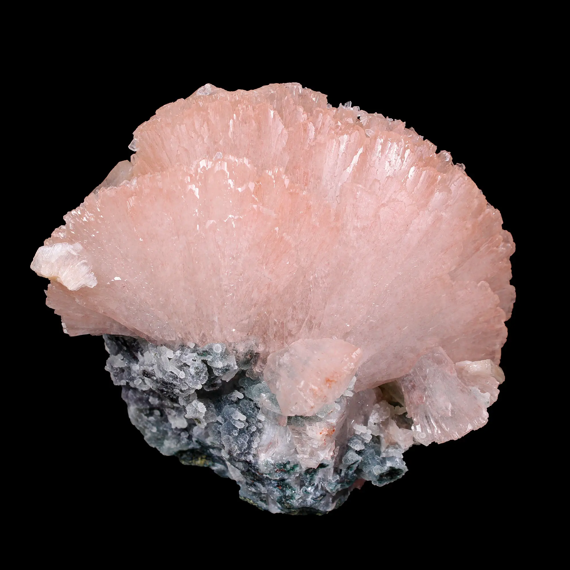 Pink Heulandite Crystal Cluster on Chalcedony – Jalgaon Zeolite Specimen # B 7179