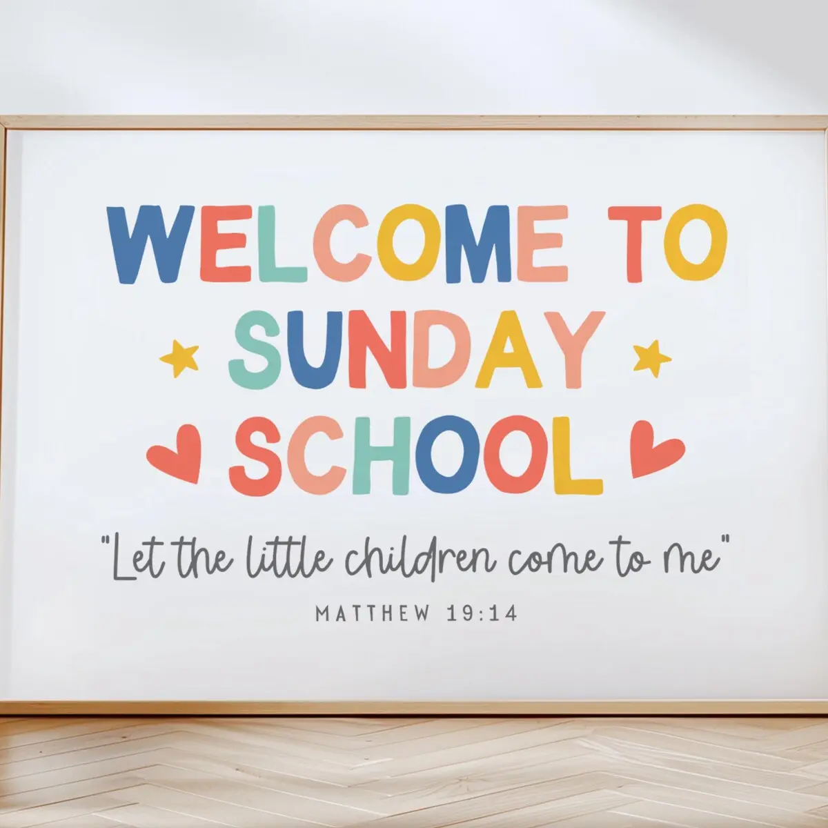 Welcome to Sunday School Poster – Colorful Christian Classroom Wall Art, Affirmations Print for Church Preschool, Sunday School Decor, Room Decor, Unframed, 5 Sizes (8x12–27x40 inch)