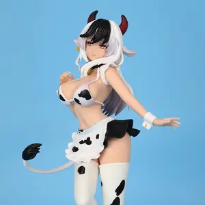 Cow Girl Black & White Outfit 2D Anime Maid Figure – Car & PC Case Ornament