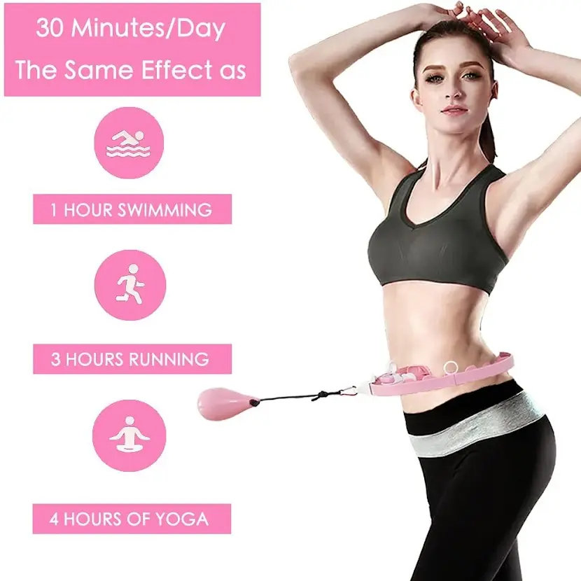 Sugarbear's Pink Smart Weighted Hula Hoop Cinched Waist Tummy Trimmer Stomach Ab Trainer Super Tough Construction Can Hold up to a 35lb Weight Strong