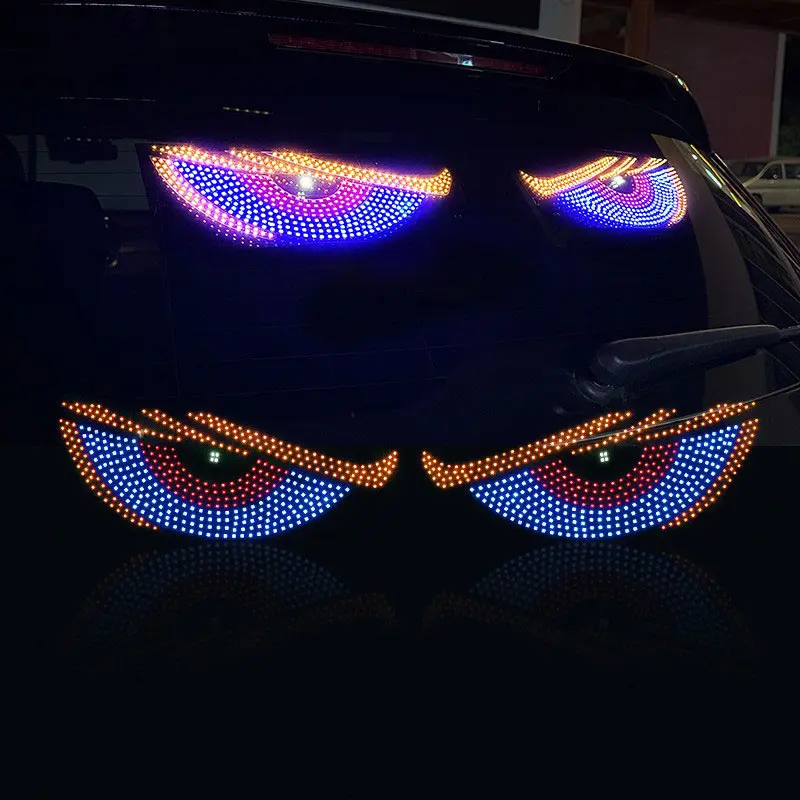 RGB Devil Eyes LED Windshield Light, Dynamic Pixel Matrix Demon Eye Display for Car Truck Rear Window, USB 5V Multi-Mode Color Changing Decorative Lamp, Led Lights For Car, Car Accessories Lamp