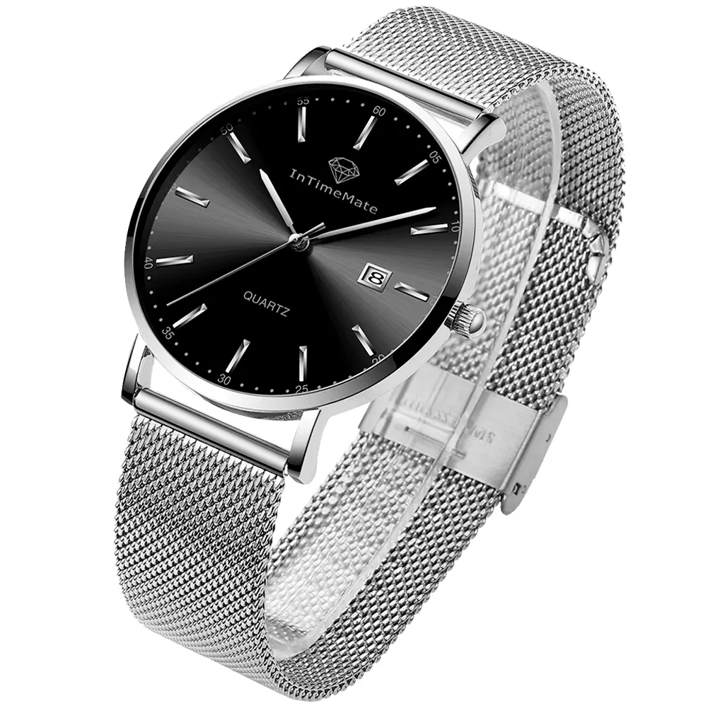 Men's Quartz Timepiece, Ultra-thin Stainless Steel Wristwear with Mesh Strap - Luminous Analog Business Fashion Accessory, Business Fashion Watches, Fashionable Waterproof Watch, Luminous Analog Watch