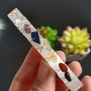 1pc Seven Chakra Crystal Bar Set, Selenite Stone, Perfect Home Collection Gift, Valentine's Day & Holiday Present, Desktop Accessory, Chakra Healing Crystals