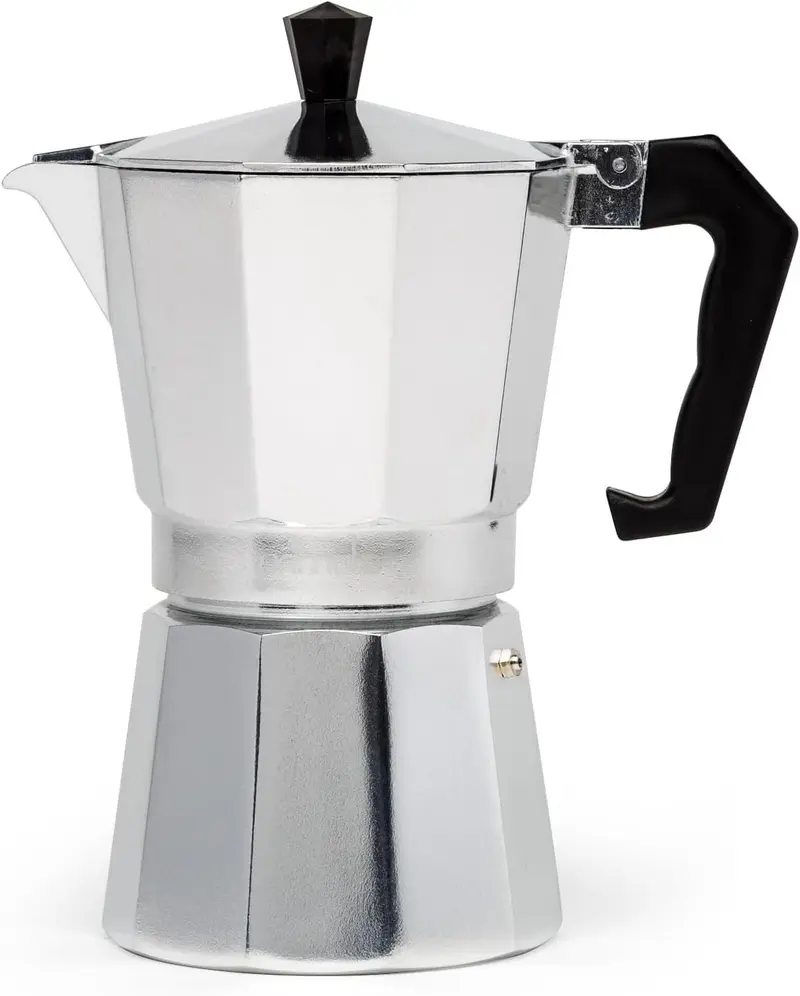 Italian Style Aluminum Moka Pot Espresso Brewer, Classic Stovetop Coffee Pot for Home, Office & Camping, Reusable Coffee Maker in Multiple Cup Sizes