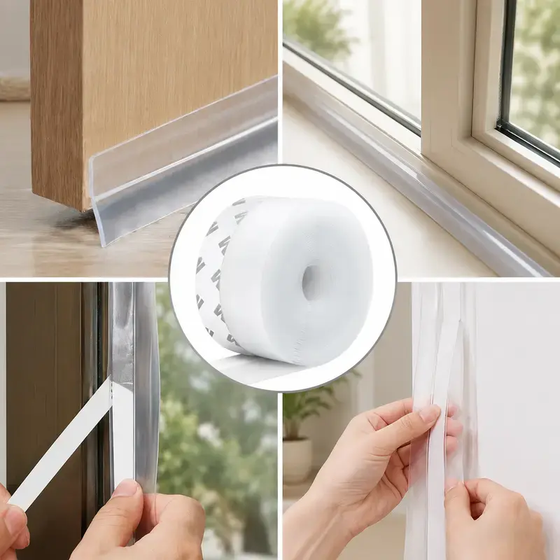 32.8Ft Adhesive Weather Stripping - 1.38in Width Draft Stopper Insulation Tape for Doors, Windows, Shower Sealing