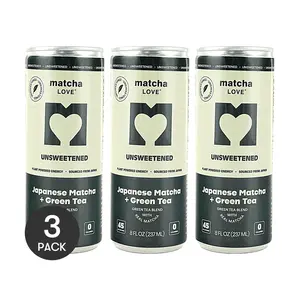 3 Pack ITO EN Matcha Love Unsweetened 8 fl oz Each - Japanese Green Tea Drink, 0 Sugar 0 Fat 0 Cal, Pure