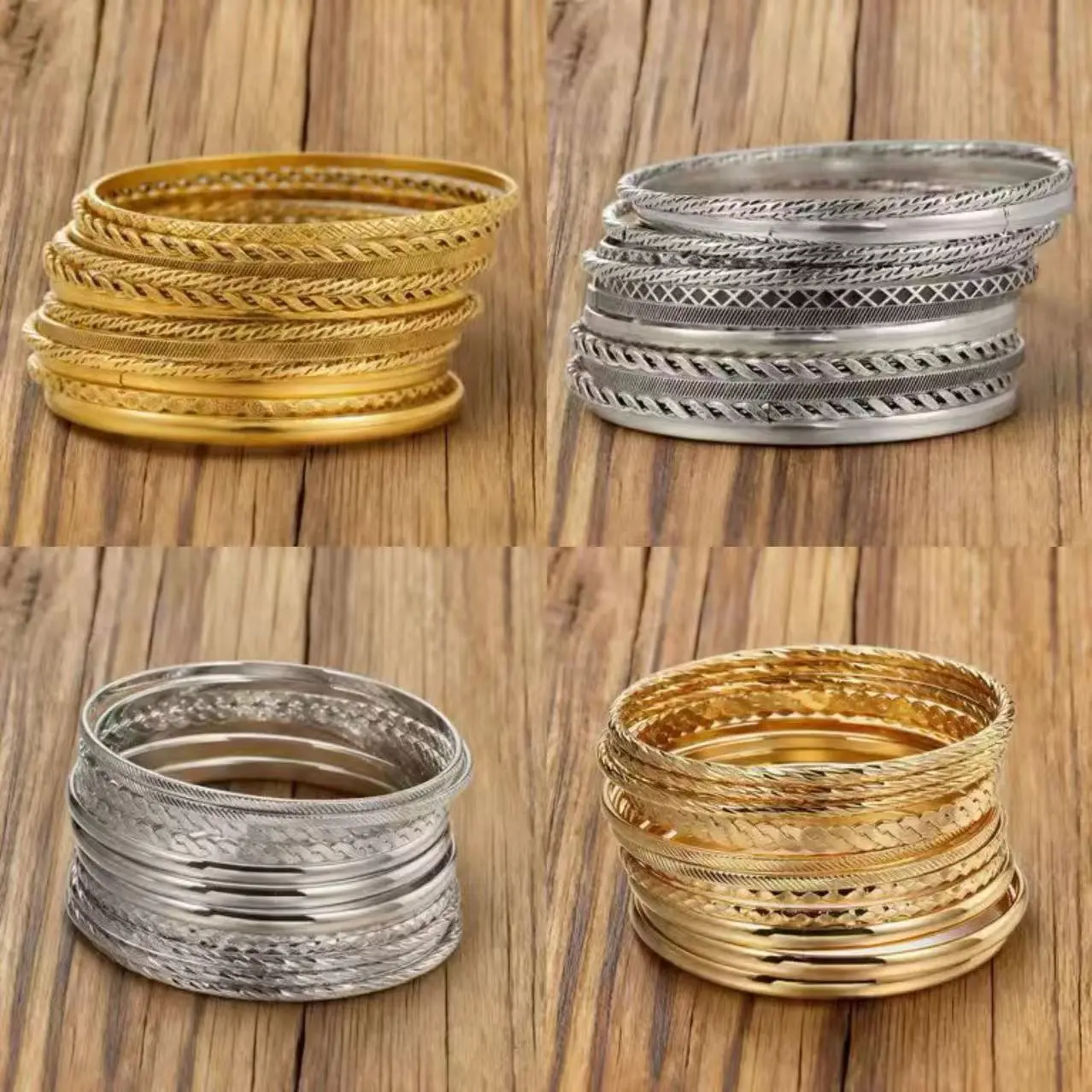 Women's 12 Pcs Fashionable Bracelet Set - Boho Gold-Tone Alloy Stackable Bangles with Mixed Textures, 0.2cm Width, Lightweight Jewelry Stack for Beach Vacation & Daily Wear Gift, Bracelets, Ridged Finish, Casual, 6.8Cm Inner Diameter, Comfortable, Gold To