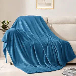 King Size Super Flannel Throw Lightweight Fuzzy Plush for Couch Sofa or Seasons (Teal Blue, 108" x 90")