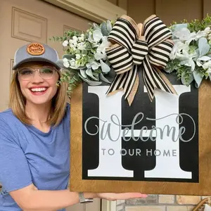 Letter Theme Home Welcome Door Sign Decor, Entrance Door Hanging Ornament, Personalized Decoration for Entryway, Practical and Stylish, Wooden Home Sign