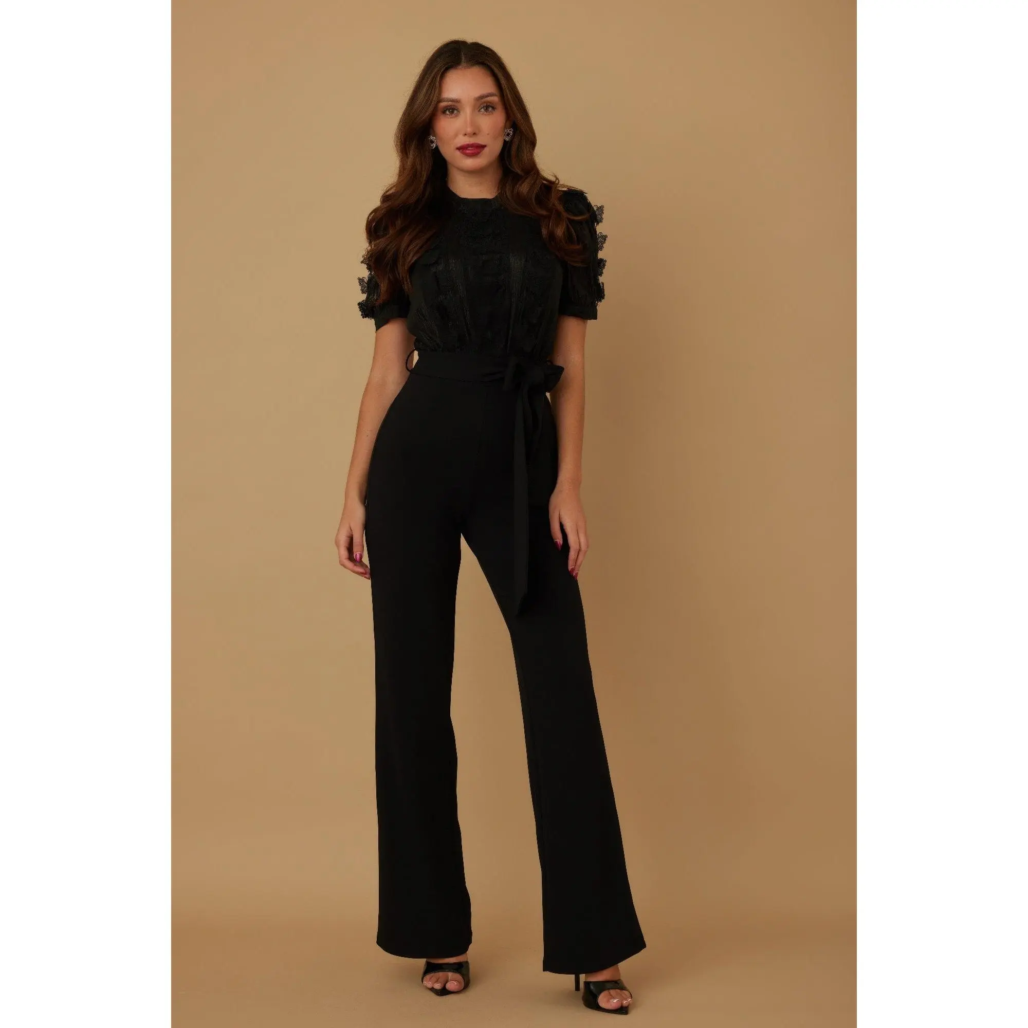Multi Butterfly Sheer Pattern Jumpsuit