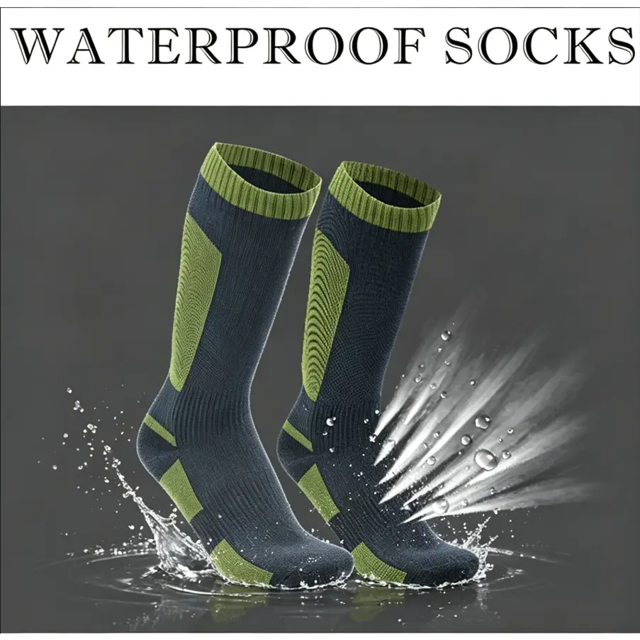 Unisex Mid-to-High Tube Sports Socks, Waterproof, Breathable, Moisture Wicking, Sweat Control Performance Socks for Skiing, Hiking-Light Outdoor Activities