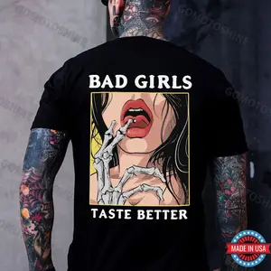 BAD GIRLS TASTE BETTER Bone Hand&Sexy Lady Print Men's T-Shirt