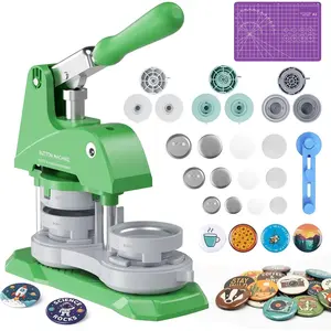 Button Maker Machine 3 Sizes, DIY Pin Maker Machine 1+1.25+2.25 inch, Interchangeable Button-Models Badge Button Press Machine with 300 Sets 25+32+58mm Button Maker Supplies&Circle 2026