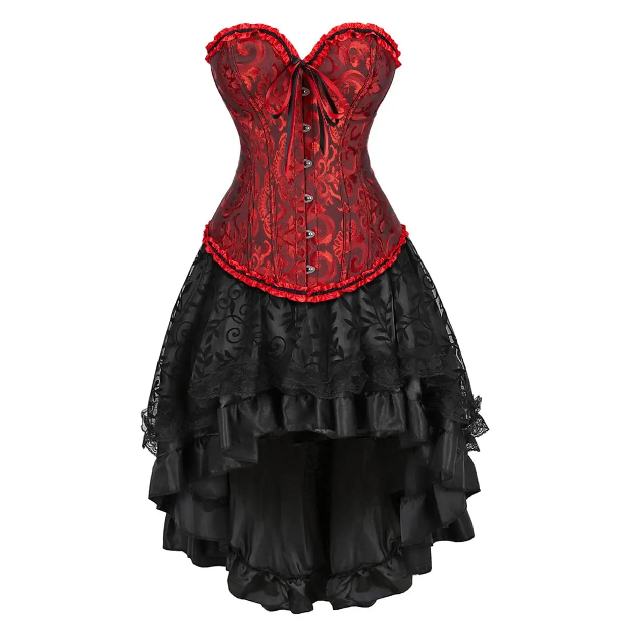 2-Pieces Steampunk Corset Dresses for Women MILALEE Renaissance Corset Dress Ruffle Strapless Corset and Skirt Set Suit Perfect for Halloween Costume Parties  819/7056