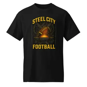 Steel City Football T-Shirt - Modern Classic Fit, Moisture-Management Fabric, 50% Cotton 50% Polyester, Perfect for Workouts & Capsule T-Shirts