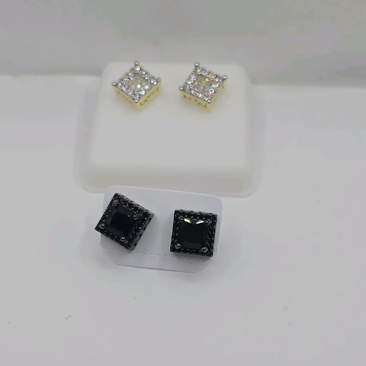 earrings fashion style 2 pairs set gold plated gild and black color with multi-stones