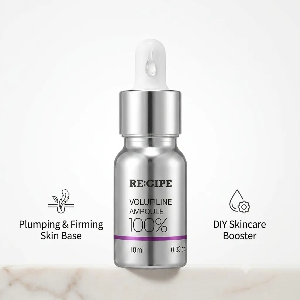 [Buy one get one free]RE:CIPE Volufiline 100% Ampoule - Official French Sederma Product, Pure Serum - DIY Face & Body Skincare Booster, Hydrating Age-Defying Resilience-Enhancing Formula, 0.33 fl oz[2-piece set]