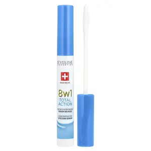 Eveline Cosmetics 8w1 Total Action, Concentrated Eyelash Serum, 0.35 fl oz (10 ml)