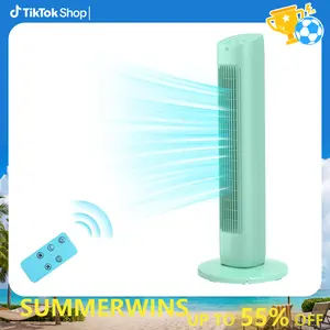 【SummerWins】Tower Fan 85°Oscillating Quiet Cooling 15H Timer Remote Control Powerful Standing 3 Wind Speed 2 Wind Modes LED Display Bladeless Portable LED Display,Bedroom Office, Green