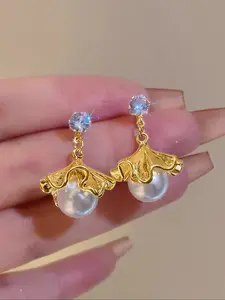 Elegant Silver Color Leaf Earrings with Faux Pearls, Fashion Earring, High Quality Earrings, Perfect for Daily Wear, Dates, Vacations & Holidays, Stylish Women's Jewelry Gift