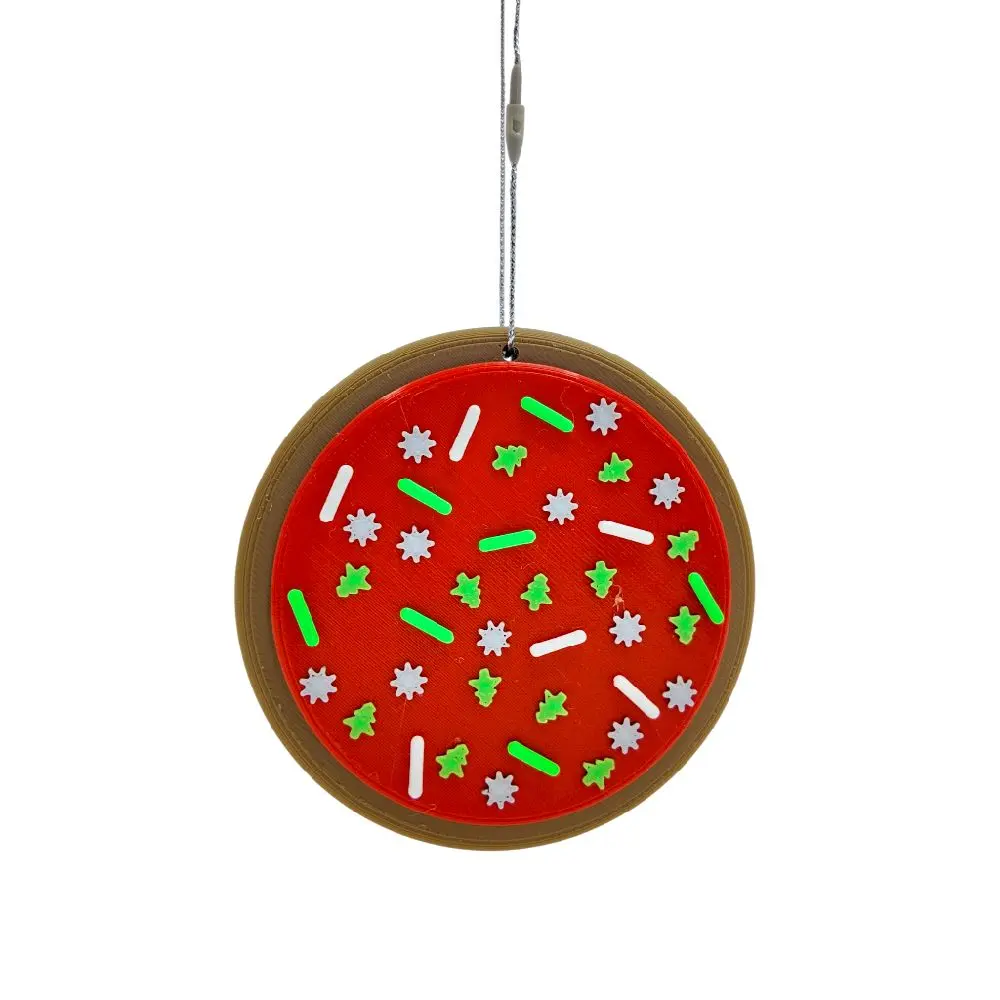 Christmas Sugar Cookie Tree Ornament with Festive Red Base and Colorful Sprinkles for Holiday Decor