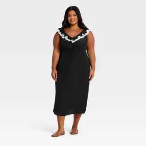 Women's Sleeveless Ruffle Lace Midi A-Line Dress - Universal Thread