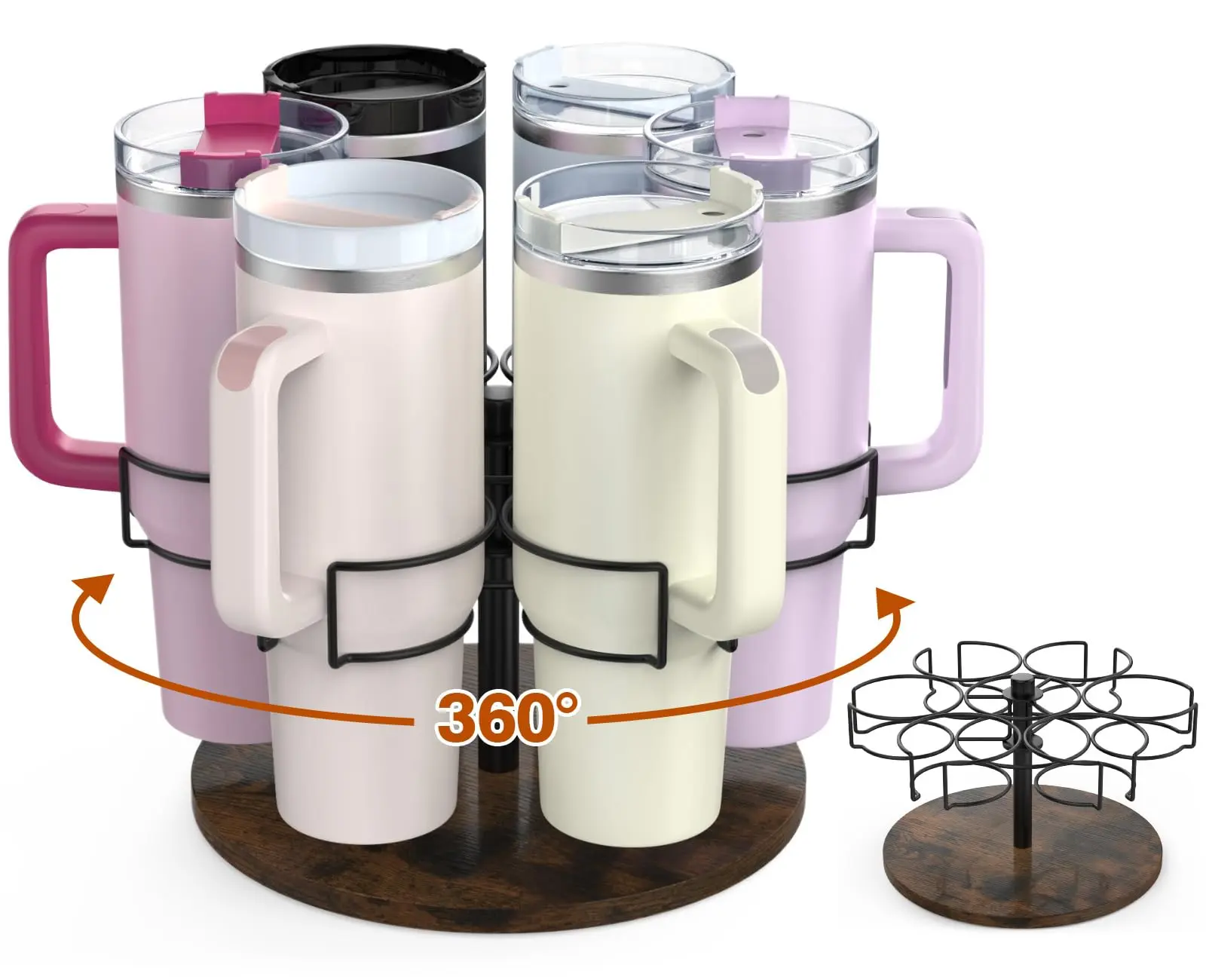 Water Bottle Organizer for Stanley 40 oz, Rotating Stanley Cup Organizer Holder, Tumbler Organizer Holder, Stanley Cup Accessories, Easy to Install, Vintage Brown（Patented Product）,dorm essentials,home decor
