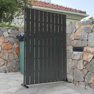 Black Freestanding Metal Privacy Screen – 72"x47" Outdoor Patio Divider Panel for Garden, Deck, Balcony & Backyard