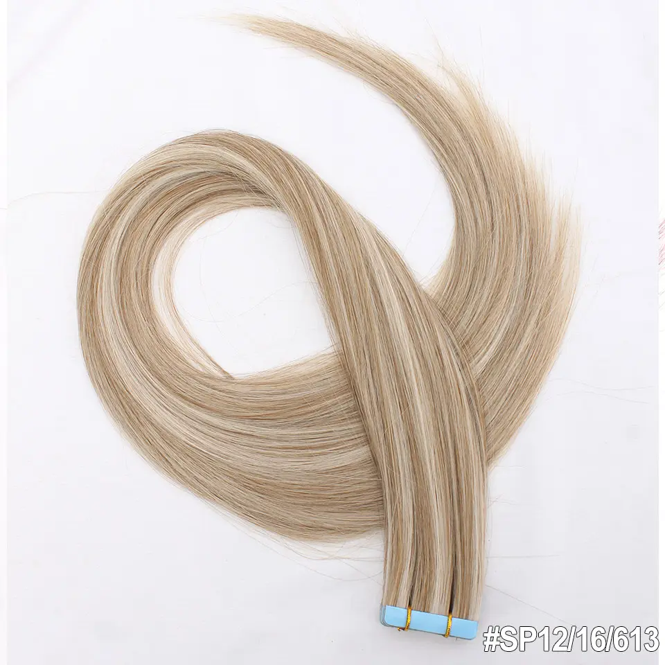 Blonde Tape-in Hair Extensions, 24 Inch Long Straight Premium Synthetic Hair with Seamless PU Weft, Heat-Resistant for a Natural Look, 20pcs 50g, Extensions Hair