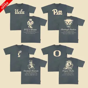 Mascot Vintage College Football Homecourt Classic CHARCOAL T-shirt for Men Women 100% Cotton Graphic Tee, Crew Neck T Shirt Fan Gift All Teams Design, Vintage school logo