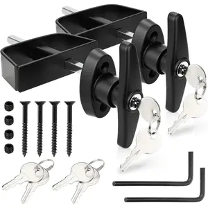 Shed Door Lock Latch 2 Pack 5-1/2 Inch Stem T Handle Lock with 8 Keys Hardware Set for Storage Barn Camper RV Garage, Fits 4-1/2" Max Thickness