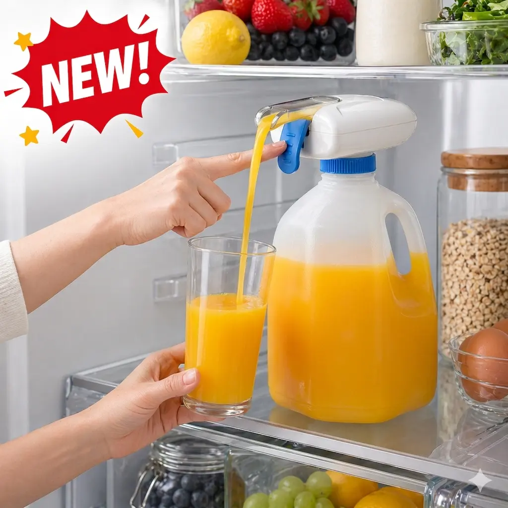 Rechargeable Automatic Beverage Fridge Drink Dispenser Machine - Countertop Cold Juice Dispenser, Advanced Motor Technology for High Flow Rate, Quick Pouring, Cordless Convenience to Eliminate Heavy Liquid Container Lifting